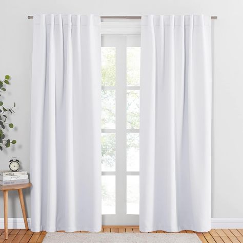 Amazon.com: PONY DANCE Window Curtains Drapes - White Panels Short Drapes Back Tab/Rod Pocket Window Treatments Curtain Blinds Home Decoration for Kitchen Bedroom, W 42 by L 30 inch, Pure White, 2 PCs : Home & Kitchen Curtains Long, Insulated Drapes, Curtain Blinds, Pocket Window, White Drapes, Drape Panel, Thermal Curtains, Darkening Curtains, White Curtains