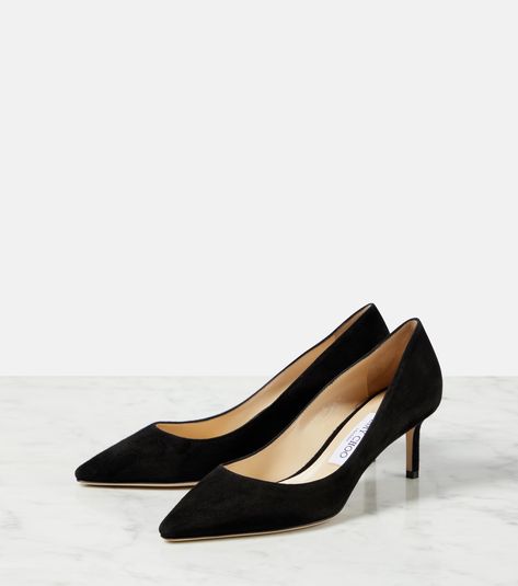 Jimmy Choo Romy, Mid Heels Pumps, Black Suede Pumps, Goat Leather, Jimmy Choo Shoes, Suede Pumps, Classic Silhouette, Mid Heel, Manolo Blahnik