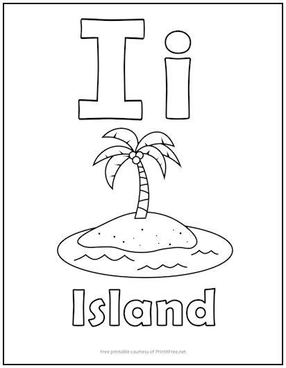 Alphabet letter coloring pages are perfect for toddlers, preschoolers, kindergartners, and first graders, to help reinforce letter recognition and writing skills. This one features the letter “I” and includes a picture of an island. Be sure to download and print the entire alphabet! I Preschool Activities, Letter I Coloring Pages, I Coloring Pages, Free Preschool Printables Alphabet, Letter I Words, Letter I Crafts, Letter Coloring Pages, Ryan Sullivan, Letter I Worksheet