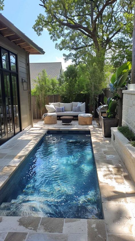 Small Pools Backyard, Small Backyard Pool Ideas, Small Backyard Pool, Backyard Pool Ideas, Kleiner Pool Design, Pool Ideas On A Budget, Dream Backyard Pool, Outside Pool, Pools Backyard Inground