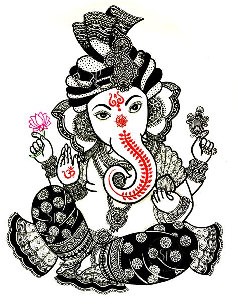 Mandala Ganesha Art, Lord Ganesha Mandala Art, Ganesha Mandala Art, Ganesha Mandala, Ganesha Art Illustration, Ganesha Sketch, Abstract Art Lesson, God Painting, Ganapati Bappa