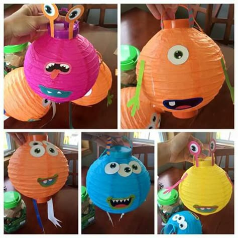 Monster lanterns Monsters Inc Room, Monster Theme Classroom, Monster University Party, Monster Classroom, Monster Room, Monster Decorations, Halloween Class Party, Monster Crafts, Monster Birthday Parties