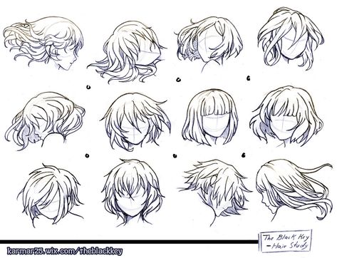 The Black KEY: Study Hair 1 by kalisami Movement Drawing, Drawing Anime Bodies, Human Sketch, Manga Hair, Hair Sketch, Drawing Examples, Reference Drawing, The Black Keys, Anime Hair