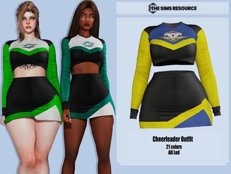 The Sims Resource - Cheerleader Outfit Sims 4 Cheerleader Outfit, Sims 4 Cheerleader, Sims 4 Cc Full Body Outfits, Sims 4 Cheerleader Cc, Ts4 Clothes, Sims 4 Stories, Cheerleader Outfit, Sims 4 Body Mods, Tumblr Sims 4