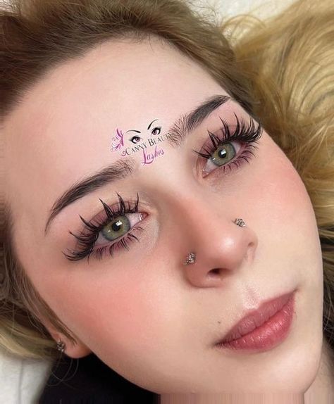 Anime Lash Extensions Styles, Anime Set Lash Extensions, Hybrid Anime Lash Extensions, Eyelash Extensions Anime Style, Top And Bottom Lashes Extensions, Spikey Wet Lash Extensions, Blonde Eyelash Extensions, Wispy Anime Lashes, Kawaii Lash Extensions