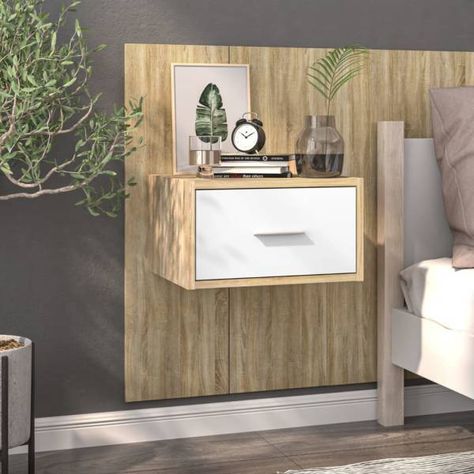 Wall-mounted Bedside Cabinet White and Sonoma Oak https://hipomarket.co.uk/bedside-tables/108047-wall-mounted-bedside-cabinet-white-and-sonoma-oak-8720286964163.html This wall-mounted bedside cabinet is the perfect solution for your living space to maximise space and keep the floor areas clean. Wall-mounted design: This floating bedside unit can be wall-mounted to add extra storage space. That way, you can maximise your floor space and keep the area clean.Multifunctional cabinet: The ... Multifunctional Cabinet, Wall Mounted Bedside Table, Bedside Units, Floating Bedside Table, Bedside Cabinets, Wood Bedside Table, Furniture Bedside Table, Sonoma Oak, Multifunctional Furniture