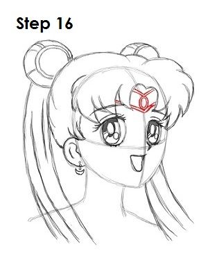 How to Draw Sailor Moon Step 16 Sailor Moon Step By Step Drawing, How To Draw Sailor Moon Step By Step, Sailor Moon Simple Drawing, Sailor Moon Sketch, Salior Moon Drawings, Sailor Moon Redraw, Sailor Moon Hair, Sailor Moon Nails, Black Panther Tattoo