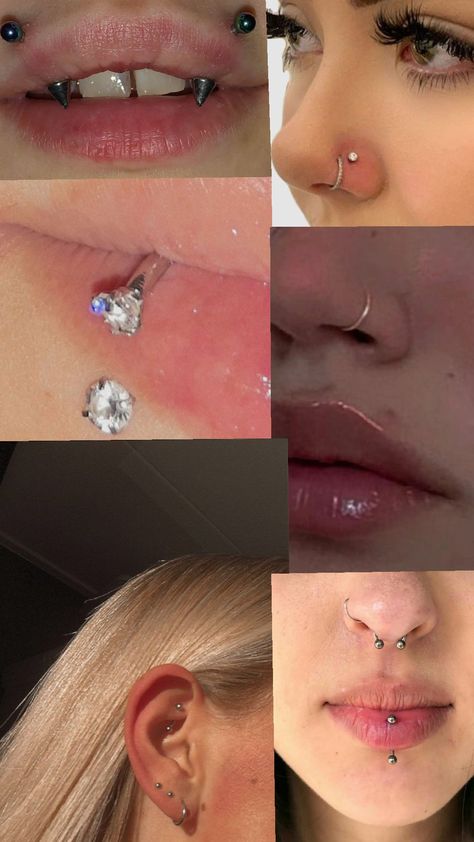 Pericings Name, People With Piercings, Face Piercings Aesthetic, Nose Jewels, Mouth Piercings, Piercings Ideas, Face Piercings, Cool Piercings, Tooth Gem