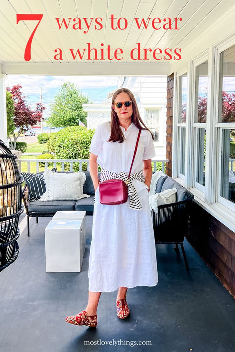 woman weaing white dress White Cotton Dress Outfit, White Maxi Dress Outfit, Cotton Dress Outfit, White Dress Styles, Simple White Dress, Classic White Dress, Midi Skirt With Pockets, Modern Womens Fashion, Maxi Dress Outfit