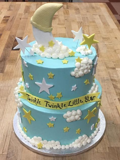 Twinkle Twinkle Little Star - cake by Cakesburgh (Brandi Hugar) Twinkle Twinkle Little Star Cake, Butterfinger Cake, Star Baby Shower Theme, Cake Designs For Kids, Twinkle Twinkle Baby Shower, Baby Shower Drinks, Gender Reveal Cake, Star Baby Showers, Cake Board