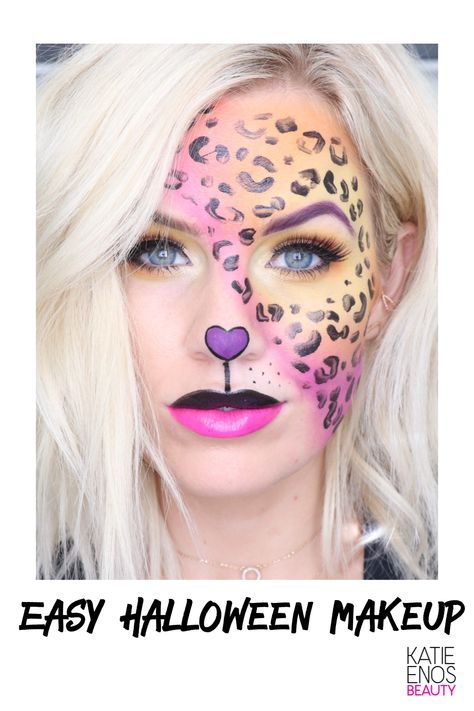 Lisa Frank Leopard halloween makeup tutorial Lisa Frank Halloween Makeup, Halloween Lisa Frank, Lisa Frank Leopard Makeup, Lisa Frank Halloween Costume, Lisa Frank Face Paint, Lisa Frank Makeup Looks, Leopard Face Makeup, Lisa Frank Outfit, Diy Halloween Girls