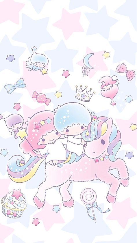 Fairy Kei Aesthetic, Kiki And Lala, Sanrio Wallpapers, Kiki Lala, My Melody Wallpaper, Charmmy Kitty, Unicorn Wallpaper, Stationary Paper, Hello Kitty Characters