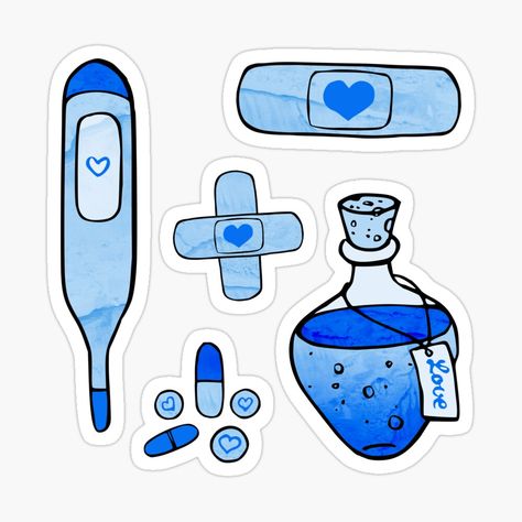 First Aid Kit Blue Sticker Set by Olooriel on Redbubble | #firstaid #getwell #medicine #nurse #medic #hospital #healing #sticker #stickers #stickerset #redbubble First Aid Stickers, Laptop Stickers Medicine, Hospital Stickers, First Aid Kit Contents, Bandage Sticker, Doctor Stickers, Medical Stickers, Mini Lop, Austin Powers