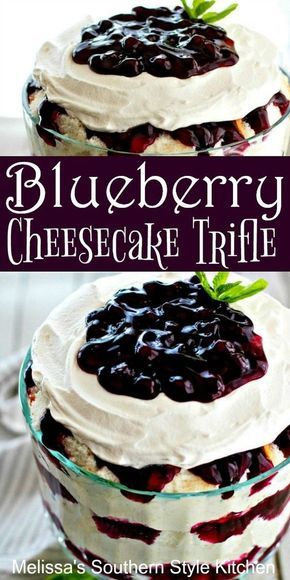 Blueberry Cheesecake Trifle, Blueberry Trifle, Trifle Bowl Recipes, Easy Trifle, Trifle Dessert Recipes, Cheesecake Easy, Trifle Recipes, Blackberry Cheesecake, Dessert Halloween