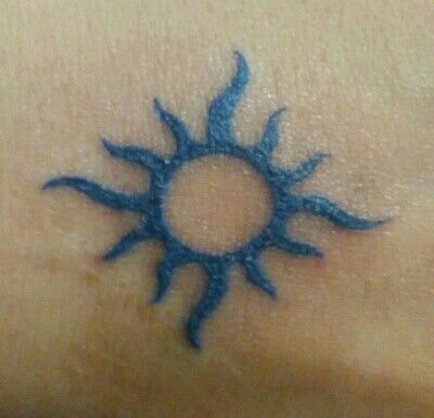 Blue Sun Tattoo, Royal Blue Tattoo, Blue Tattoo Ideas, Tattoo Ideas Sun, Blue Ink Tattoo, Blue Ink Tattoos, Minimal Tattoo Designs, Minimal Tattoo Ideas, Stick Poke Tattoo