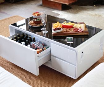 Tool Chest Mini Fridge Futuristic Coffee Table, Refrigerator Drawers, Hammacher Schlemmer, Home Coffee Bar, Unique Coffee Table, Cool Tables, Cool Coffee Tables, Smart Storage, Mini Fridge