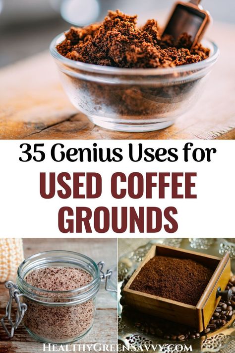 Did you know you can reuse your coffee grounds? Used coffee grounds have a surprising number of cool uses in the garden, for cleaning, skincare, crafts, and more. Check out these 35 creative ways to use coffee grounds! #reducewaste #greenliving #ecofriendly How To Reuse Coffee Grounds, Coffee Grounds Skin Care, Coffee Waste Products, Used Coffee Grounds Uses Beauty, Recycle Coffee Grounds, Uses For Used Coffee Grounds, What To Do With Used Coffee Grounds, How To Use Coffee Grounds In The Garden, Used Coffee Grounds Uses