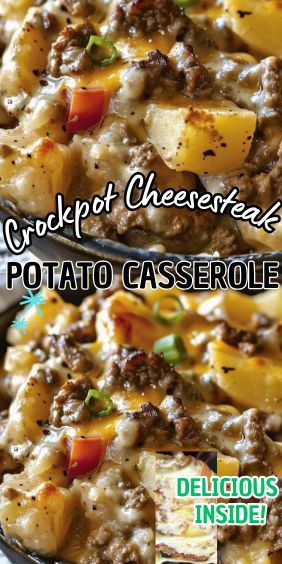 Crockpot Cheesesteak Potato Casserole Cheesesteak Potato Casserole Crockpot, Crock-pot Cheese Steak Potato Casserole, Crockpot Loaded Steak And Potato Bake, 9x13 Crockpot Casserole Recipes, Casserole In Crockpot, Crockpot Meals Chicken And Potatoes, Cowboy Potato Casserole, Meaty Crockpot Recipes, Potato Crockpot Recipe