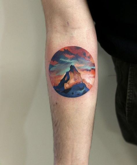 Source: Martynas Šnioka | #tattoo #tattoos #tats #tattoolove... #tattoo #tattoos #tattooed #art #design #ink #inked Tattoos Mountains, Moonlight Tattoo, Mountain Tattoos, Mountains Tattoo, Circle Tattoos, Omerta Tattoo, Landscape Tattoo, Geometric Mountain, Tattoo Simple