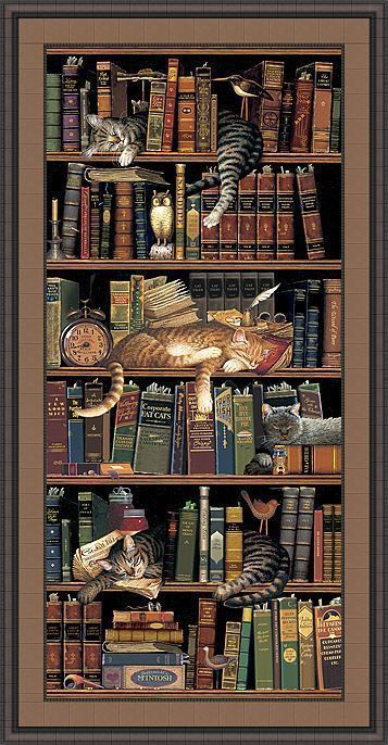 Crafts Aesthetic, Books And Cats, Katt Grejer, Charles Wysocki, Lots Of Books, Pirate Cat, Library Art, Cat Books, Cat Posters