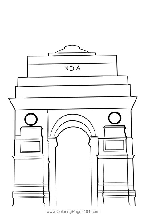 Get Of India Coloring Page Monuments Of India Drawing, India Gate Drawing Sketch, India Gate Drawing Easy, India Gate Drawing, Monuments Drawing, Incredible India Posters, Asthetic Paintings, Creative India, Surface Ornamentation