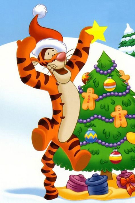 Tigger Drawings, Tigger Christmas, Poo Bear, Disney Xmas, Pooh Characters, Pooh Pictures, Pooh Corner, Christmas Desktop Wallpaper, Tigger Disney