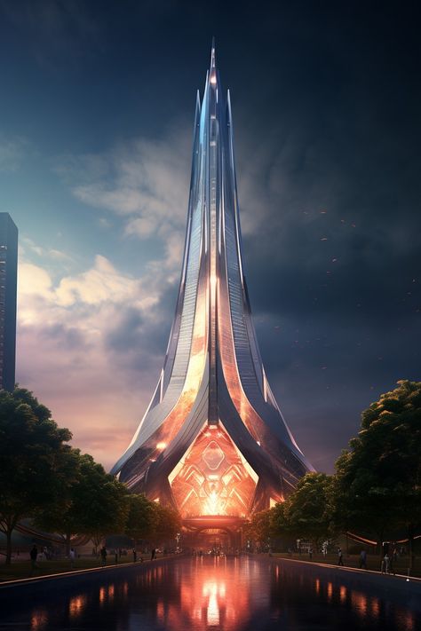 Neo Futurism Architecture, Neofuturism Architecture, Futuristic Skyscraper, Sci Fi Landscape, Landscape Design Drawings, Futuristic Building, Brutalism Architecture, Future Buildings, Skyscraper Architecture