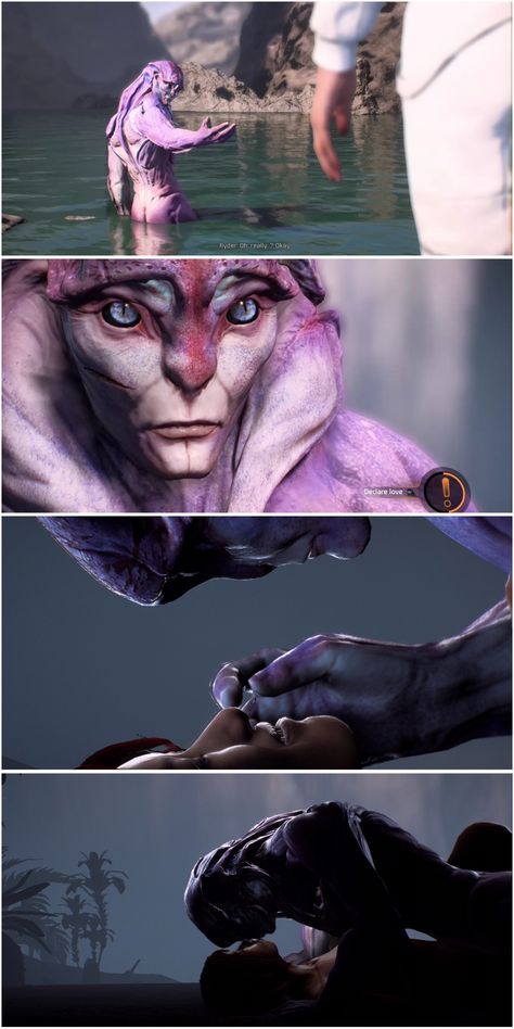 Mass Effect Jaal Fanart, Jaal Ama Darav Romance, Mass Effect Andromeda Sara Ryder, Ryder X Jaal, Jaal And Ryder, Mass Effect Jaal, Video Game Screenshots, Alien Romance, Mass Effect Oc