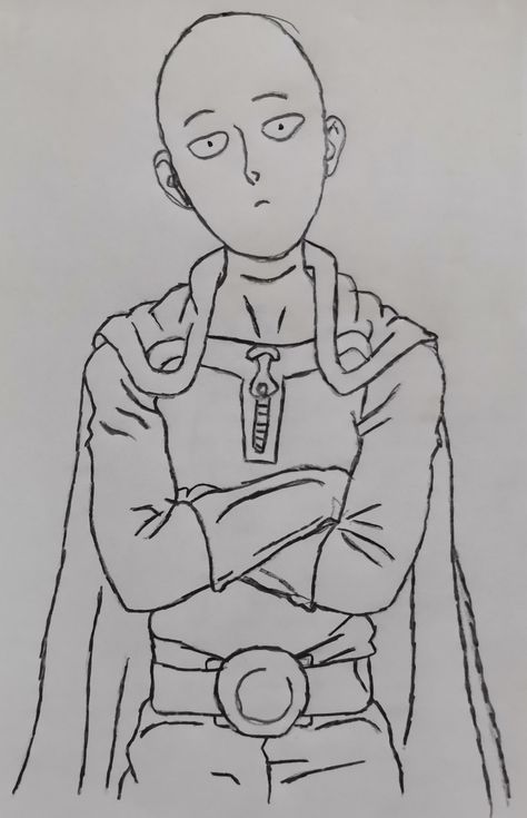 Manga, Anime, One Punch Man, Çizim Saitama Pencil Sketch, How To Draw Saitama, Saitama One Punch Man Drawing, Famous Anime Character Drawing, Saitama Sketch, One Punch Man Drawing, Big Sketches, Saitama Drawing, Default Pfp Anime