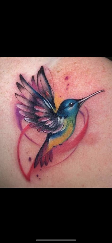 Trash Polka Hummingbird Tattoo, Tattoos For Women Foot, Rainbow Bird Tattoo, Colour Hummingbird Tattoo, Hummingbird Color Tattoo, Hummingbird Watercolor Tattoo, Color Hummingbird Tattoo, Color Bird Tattoo, Lovebirds Tattoo