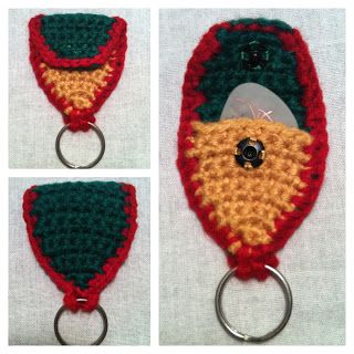 FREE CROCHET PATTERN! This Guitar Pick Holder Key Chain pattern is fast and easy... with endless customization possibilities!     (And, it's my first published pattern, ever! yippee! PLEASE REPIN!) Crochet Guitar Pick Holder, Crochet Guitar Strap Pattern Free, Crochet Guitar Pattern Free, Crochet Guitar Accessories, Crochet Guitar Strap, Guitar Crochet, Crochet Guitar, Crochet Music, Guitar Pick Holder