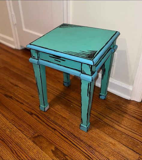 Funky House Furniture, Cool Furniture Diy, Weird Furniture Diy, Table Painting Ideas Diy, Chair Painting Ideas, Cartoon Furniture, Colourful Table, Painted Furniture Ideas, Painting Table