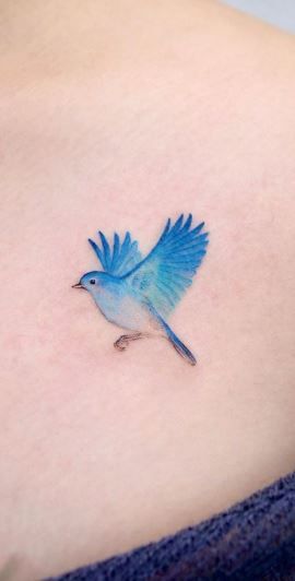 Bluebird Of Happiness Tattoo, Small Bluebird Tattoo, Bluebird Tattoo Meaning, Tattoo Designs Finger, Tattoo Ideas Finger, Blue Bird Tattoo, Tattoos Birds, Bird Shoulder Tattoos, Finger Tattoo Ideas