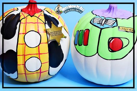 Toy Story Party Ideas, Disney Pumpkin Painting, Decorated Pumpkins, Toy Story Halloween, Halloween Pumpkin Crafts, Creative Pumpkin Painting, Creative Pumpkin Decorating, Pumpkin Decorating Contest, No Carve Pumpkin Decorating