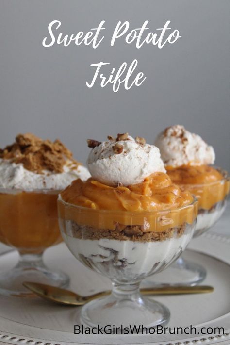 Sweet Potato Trifle Sweet Potato Dessert Recipes, Pudding Homemade, Trifle Bowl Recipes, Whipped Sweet Potatoes, Sweet Potatoes With Marshmallows, Sweet Potato Dessert, Sweet Potato Cheesecake, Sweet Potato Pudding, Sweet Potato Dishes