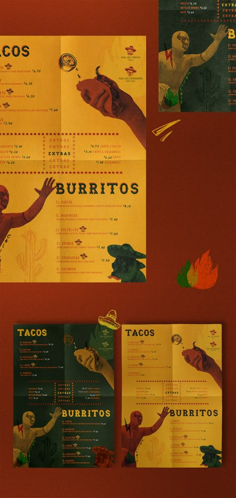 DURANGO - Mexican Restaurant Branding on Behance Mexican Food Slogan, Mexican Food Menu, Mexican Graphic Design, Mexican Restaurant Design, Restaurant Graphics, Mexican Bar, Taco Restaurant, Mexican Menu, Restaurant Ad