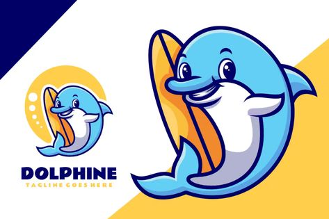 Dolphin Mascot, Ft Logo, Dolphin Logo, Logo Mascot, New Dragon, Cartoon Logo, Best Logo Design, Mascot Design, Envato Elements