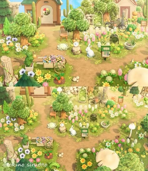 Animal Crossing Island Flower Garden, Garden Core Animal Crossing, Springcore Island Animal Crossing, Acnh Springcore Entrance Ideas, Acnh Springcore Villagers, Acnh Meadow, Springcore Animal Crossing, Meadowcore Acnh, Acnh Flower Gardens