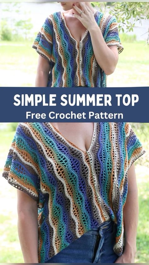 Crochet Crop Top Pattern Free Summer, How To Crochet A Top For Beginners, Summer Crochet Tops Free Patterns, Intermediate Crochet Patterns, T Shirt Crochet, Crochet Summer Tops Free Patterns, Crochet Tunic Pattern, Crochet Wearables, Modern Crochet Patterns