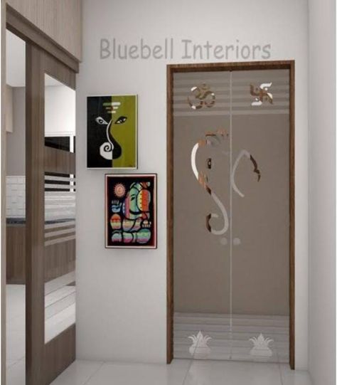 Pooja Room Glass Door Design Indian, Door For Pooja Room, Glass Door Designs, Room Glass Door, Pooja Door, Pooja Unit, Pooja Door Design, Puja Items, Tv Unit Furniture Design