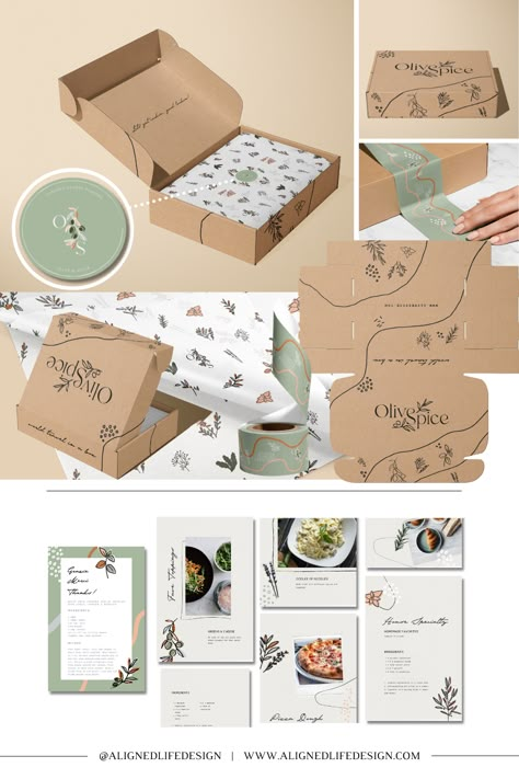 Spice Box Packaging Design, Sustainable Box Packaging Design, Packaging Tape Ideas, Herb Packaging Ideas, Subscription Box Packaging Design, Subscription Box Packaging Ideas, Herbs Packaging Design, Subscription Box Branding, Olive Packaging Design