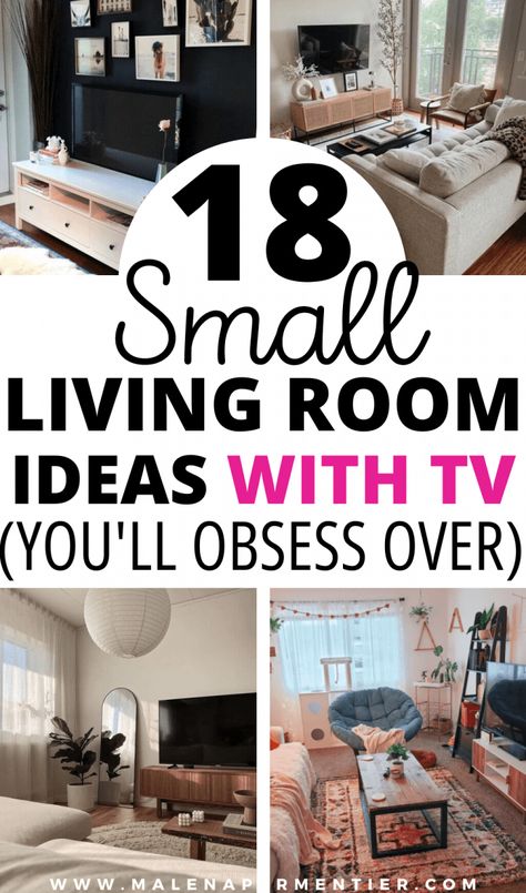 18 Small Living Room Ideas with TV (Clever Layout Ideas To Copy) Tv Room Ideas Cozy, Living Room Ideas With Tv, Small Living Room Arrangements, Room Ideas With Tv, Small Living Room Ideas With Tv, Small Condo Living, Small Tv Room, Small Living Room Furniture, Small Living Room Layout