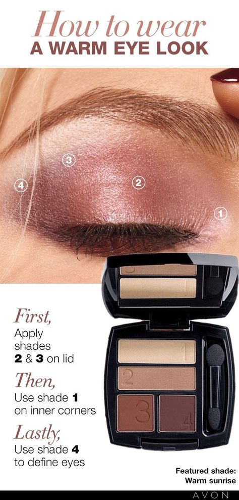 Eyeshadow Palette Tutorial, Avon Eyeshadow, Avon Beauty Boss, Eyeshadow Tutorial For Beginners, Beginner Eyeshadow, Avon Cosmetics, Eyeshadow Quad, Avon True, Avon Lady