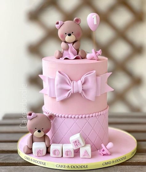 Cake With Bear, Pastel Para Baby Shower, Cake Course, Bear Cake Topper, Cake Kids, Bear Cake, Mini Cakes Birthday, Bear Cakes, Phone Wallpaper Design