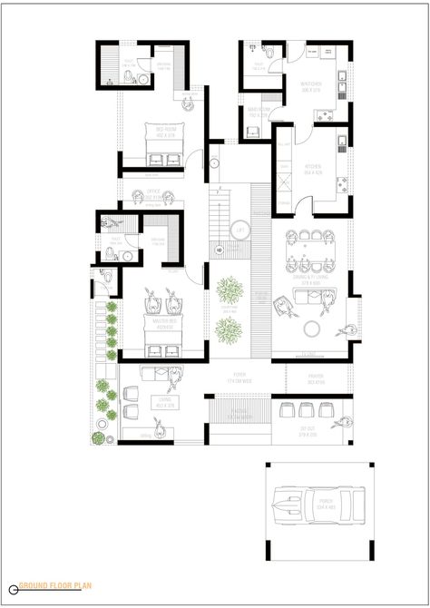 Floor Plan Sketch, Architecture Design Competition, Modern House Floor Plans, Indian House Plans, Architectural Studio, Free House Plans, Courtyard House Plans, House Design Pictures, Architectural Floor Plans