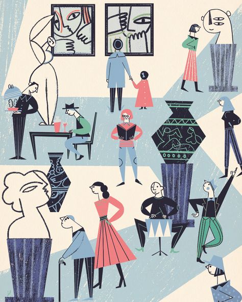 Art Museum Illustration, Museum Illustration, Gosia Herba, Dribbble Illustration, Newspaper Ideas, Daily Newspaper, My Art Studio, Love Illustration, Graphic Artwork