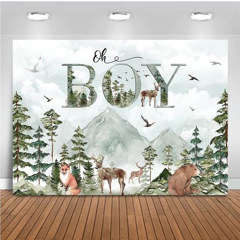 Brother Bear Baby Shower Theme, Woodland Theme Backdrop, Woodland Themed Baby Shower Boy, Woodsy Baby Shower Ideas, Forest Baby Shower Ideas, Forest Baby Shower Theme, Woodland Baby Shower Theme Boy, Baby Boy Hunting, Woodsy Baby Showers