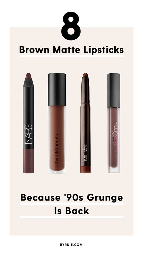 The best brown lipsticks Cool Brown Lipstick, 90s Brown Lipstick, Brown Lipstick Looks, Best Brown Lipstick, 90s Lipstick, Brown Lipstick Shades, Dark Brown Lipstick, Black Liquid Lipstick, Dark Purple Lipstick