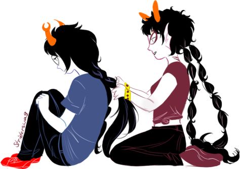 Vriska and Meenah Meenah Peixes, Homestuck Vriska, Vriska Serket, Humanoid Creatures, Home Stuck, Braiding Hair, Man Birthday, Homestuck, Braided Hairstyles