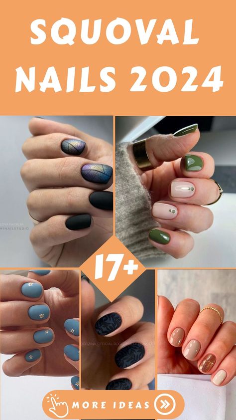 Nails shape Squoval Nail Shapes, Nail Shape Squoval, Short Nail Shapes Squoval, Squared Oval Nails Designs, Short Squoval Nails Spring, Simple Nails 2024, Spring Nails Squoval, Nail Inspo Trendy 2024, Short Square Oval Nails